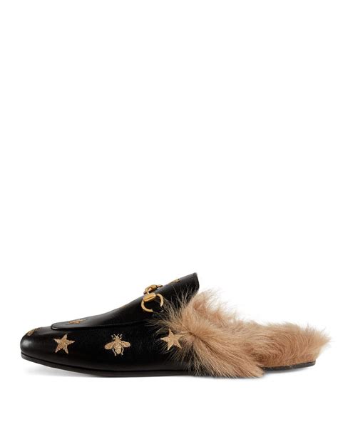 gucci princetown embroidered mules|Gucci princetown fur sale.